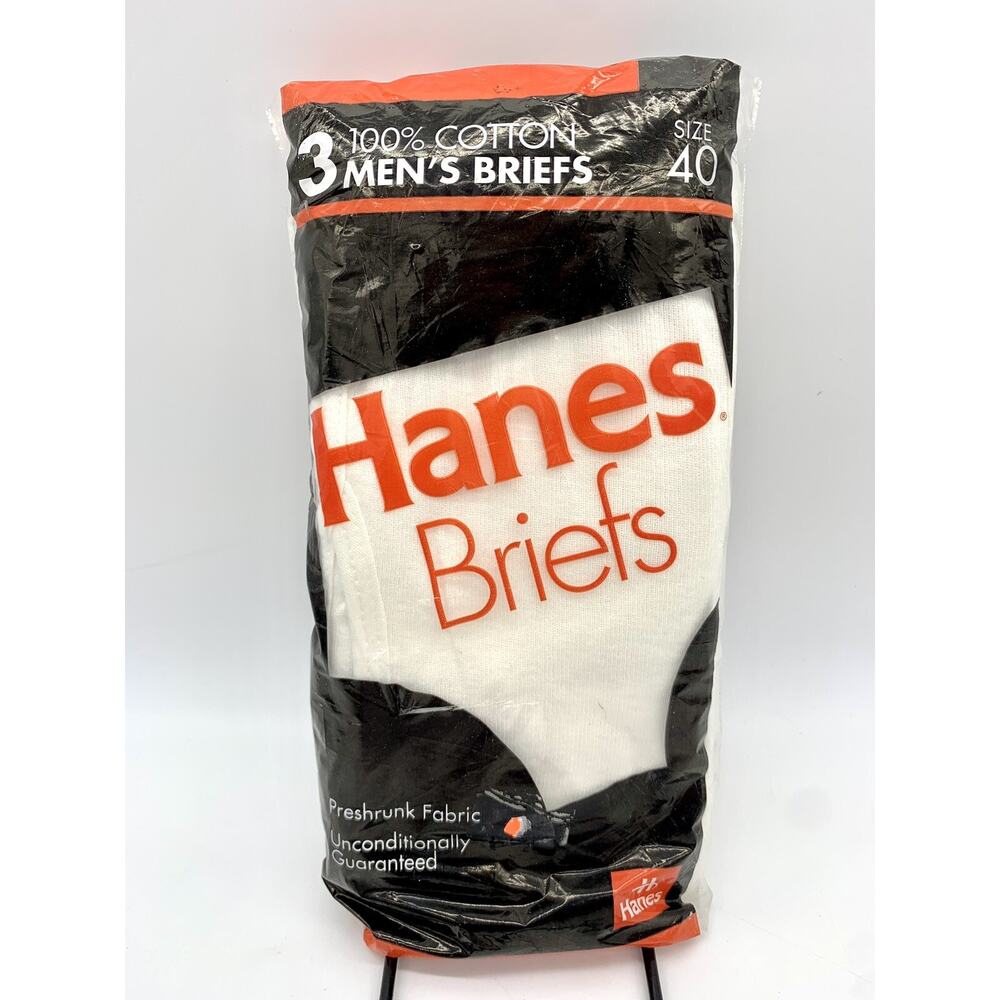 New Vintage 1992 Hanes Briefs Size 40 Three Pack Underwear Tighty Whitey USA